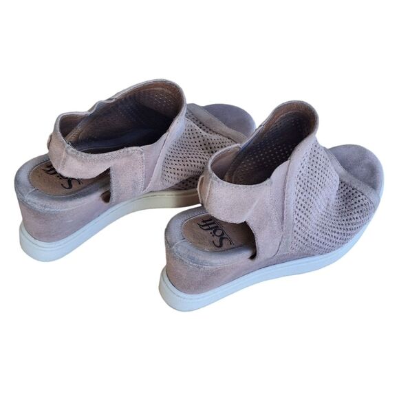 Sofft Suede Peep-Toe Comfort Sneaker Wedges Basima Dusty Pink Perforated Cushy 9 - Picture 13 of 15